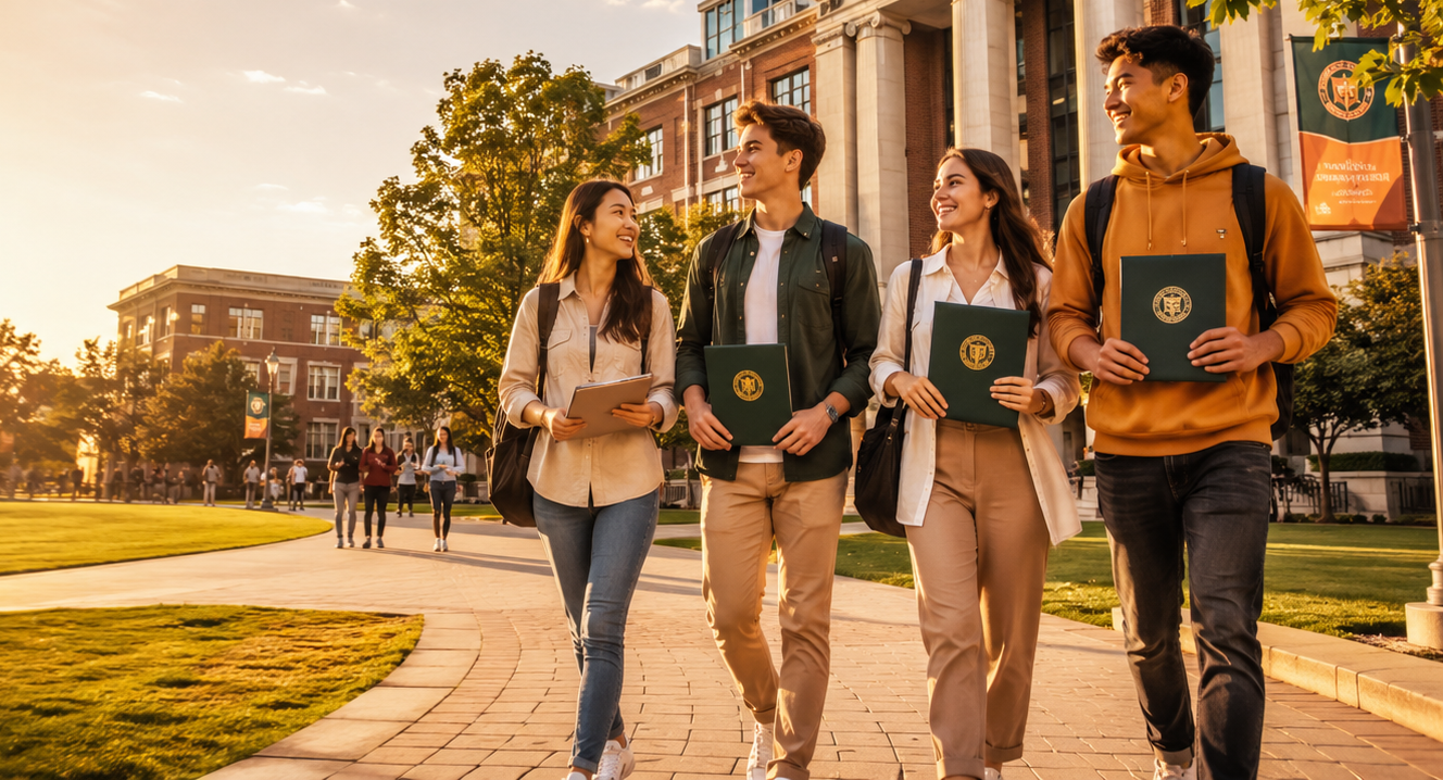 Students on university campus
